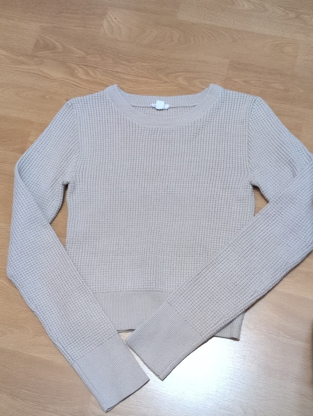 Garage Cream Waffle-Knit Crew Sweater